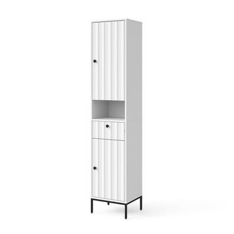 Vicco Armario De Ba&ntilde;o Eliza, Ondulaci&oacute;n Blanca, 40 X 190 Cm Con 2 Puertas, Vicco