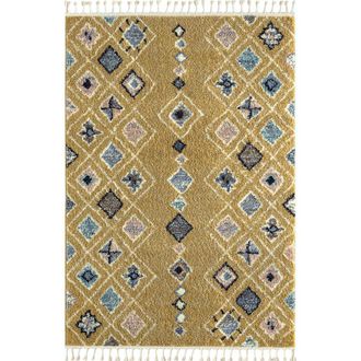 Nazar Rugs Alfombra de salon bereber amarilla 160x230 dise&ntilde;o &eacute;tnico