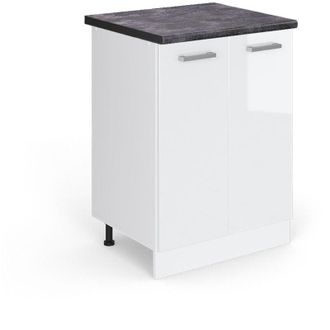 Vicco Mueble Bajo De Cocina R-line, Blanco Alto Brillo, 60 Cm, Et Antracita