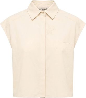 Marc Ellis Korte mouw shirt - Dames - Overhemden - Beige - XL - Leer - Overhemden
