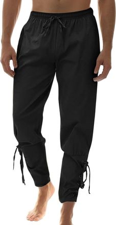 Generic Mens Medieval Trousers Pirate Pants Renaissance Viking Costume Vintage Drawstring Design with Pocket Fancy Dress