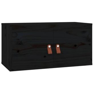 Berkfield Home Wall Cabinets 2 pcs Black 60x30x30 cm Solid Wood Pine | Size: 60 x 30 x 30 cm