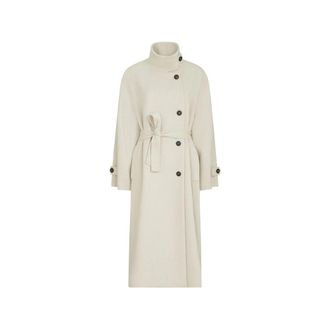 Brunello Cucinelli Hand-crafted Coat In Cashmere-beaver Double Cloth With Belt And Monili