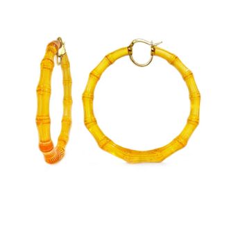 Gold & Honey Womens Xl Lucite Bamboo Hoop Earrings In Honey