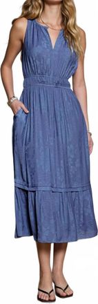 Current Air Womens Floral Jacquard Midi Dress In Parisian Blue