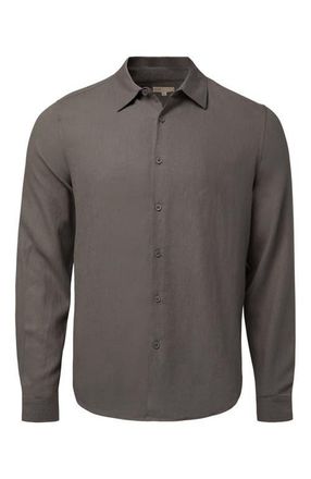 Onia Standard Long Sleeve Linen Shirt in Charcoal Gray at Nordstrom, Size Medium L