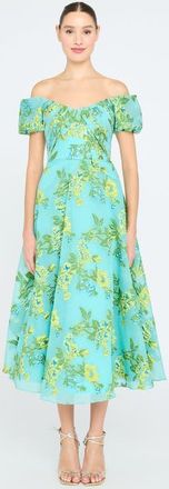 Theia Alanis Off Shoulder Dress in Aqua at Nordstrom, Size 16