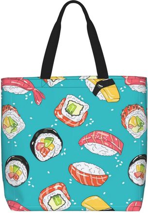 Generic Women Handbag Cuisine Sushi Roll Ramen Handbag Print Lightweight Beach Travel Bags, For Wedding, Graduation, Holiday, School, Work