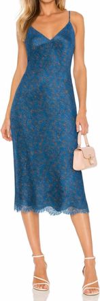 Gold Hawk Chloe Silk Slip Dress In Blue