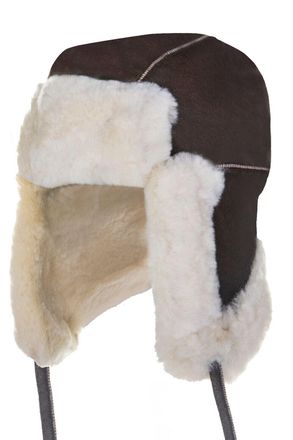 Infinity Leather B3 Bruin Cr&egrave;me RAF Aviator Shearling Schapenvacht WW2 Flying Hat-helm voor heren