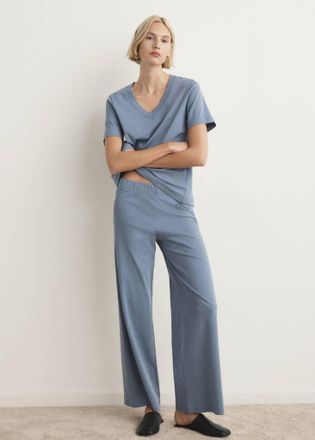 Mango Pantaloni pigiama lunghi cotone blu - Donna - S - MANGO