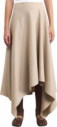 Lafayette 148 New York Wool Asymmetric Handkerchief Midi Skirt In Plaster