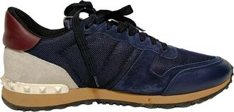 Valentino Pre-owned Mens Garavani Rockrunner Sneakers in Navy Blue Mixed Media - Size EU 42