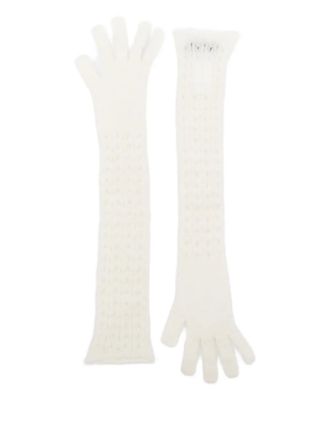 Fabiana Filippi long-fingerless gloves - women - Virgin Wool/Mohair/Nylon - One Size - White