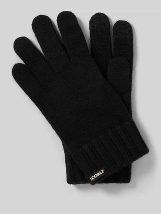 Ecoalf Handschuhe aus Wolle-Viskose-Mix mit Label-Detail in Black, Gr&ouml;&szlig;e 1