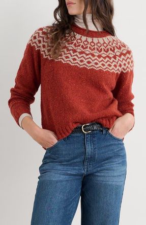 Seasalt Cornwall Port Kinnis Fair Isle Merino Wool Blend Crewneck Sweater in Wag Tail Red Sail Bi at Nordstrom, Size 6 Us