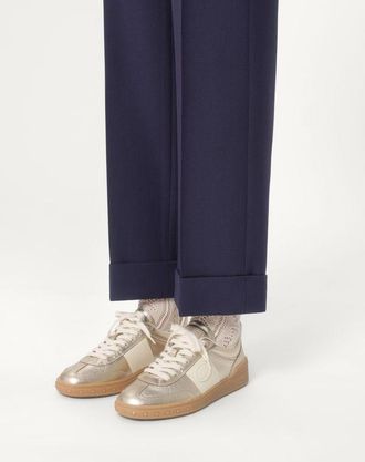 Valentino Garavani Sneaker Upvillage In Vitello Laminato Con Banda In Vitello Nappato Donna PLATINO 35.5