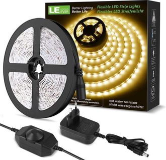 OEM Tira Led Regulable De 10 M, Blanco C&aacute;lido 3000 K, 600 Led Smd 2835, Autoadhesiva De 12 V Con Regulador De Intensidad, Conectores Y Transformador, Ilum