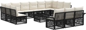 vidaXL Conjunto De Sof&aacute;s De Jard&iacute;n 14 Uds. Negro Rat&aacute;n Sint&eacute;tico Vidaxl