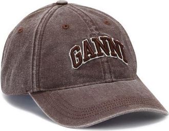 Ganni Washed Organic Cotton Canvas Baseball Cap in Chocolate Plum at Nordstrom