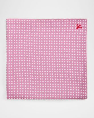 Isaia Men & apos;s Polka Dot Silk Pocket Square