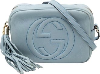 Gucci Pre-owned Cross Body Bags, female, Blue, Size: ONE SIZE Pre-owned Leather Shoulder Bag with Tassel