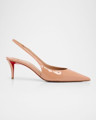 Christian Louboutin 60mm Miss Z Patent Leather Slingback Pumps