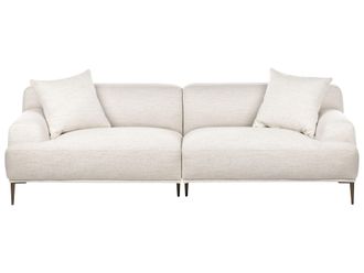 Beliani Divano A 3 Posti In Tessuto Soggiorno Stile Moderno Gambe In Metallo Beige Chiaro Matila