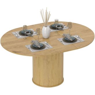 HOMCOM Tavolo da Pranzo per 6-8 Persone da Rotondo a Ovale color Legno