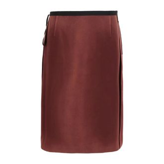 Maison Margiela Reverse-effect Skirt - female - Maison Margiela - Midi Skirts - Red - M - Skirts