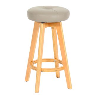 Hhg Hhg - Nunca Usado] Taburete De Bar Navan, Taburete De Bar Taburete De Mostrador, Madera Imitaci&oacute;n Cuero Giratorio, Taupe, Patas Claras