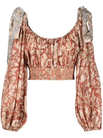 Zimmermann Top crop Chintz a fiori - Marrone