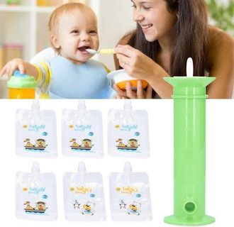 OEM Juego Para Hacer Bolsitas Exprimibles - Rellenador De Pur&eacute; De Frutas Para Ni&ntilde;os Peque&ntilde;os - Verde