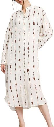 ottod'Ame Printed Midi Shirt Dress With Korean Collar in Ecru at Nordstrom, Size 40