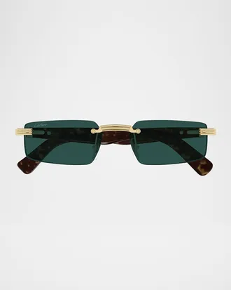 Cartier Men & apos;s CT0537SM Metal Rectangle Sunglasses