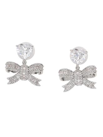 Self Portrait Heart-Shaped CZ Bow Drop Earrings