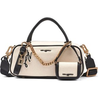 Karl Lagerfeld Zaylia Canvas Mini Crossbody in Natural/black at Nordstrom