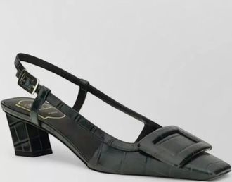 Roger Vivier leather crocodile-pattern slingback mules