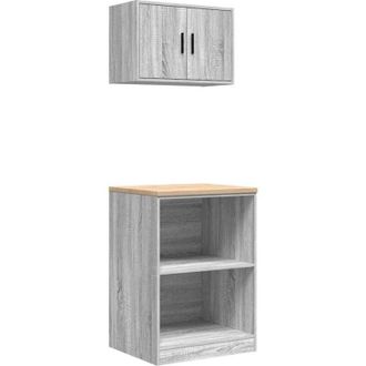 vidaXL Armarios 2 Uds Para Garaje Madera Ingenier&iacute;a Gris Sonoma Vidaxl