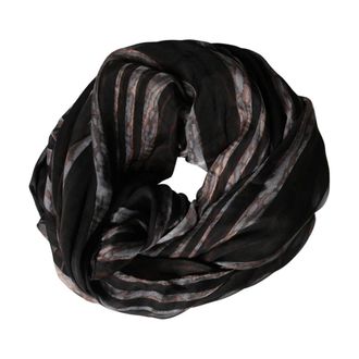 Dolce & Gabbana Silky Scarves, female, Black, Size: ONE SIZE Striped Silk Wrap Shawl Stole Scarf