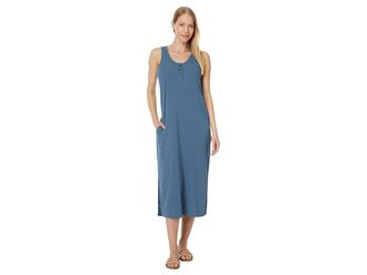 Toad&Co Piru Henley Midi Tank Top Dress Womens Dress Pacific Blue : LG, Polyester/Hemp/Elastane
