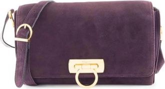 Ferragamo Pre-owned Cross Body Bags, female, Purple, Size: ONE SIZE Pre-owned Suede Shoulder Bag