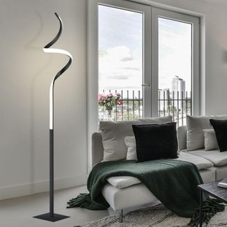 ETC Shop Lampada Da Terra Lampada Da Terra Lampada Design Sala Da Pranzo Lampada Da Terra Con Sensore Dimmer, Metallo Nero, 1x Led 11 Watt 950 Lumen Bianco Cal
