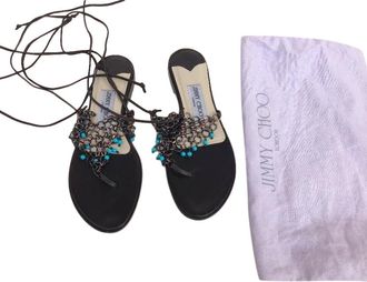 Jimmy Choo London beaded mesh lace-up sandals Size 36.5