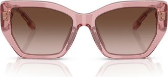 Tory Burch 53mm Irregular Sunglasses in Light Pink /Brown Gradient at Nordstrom