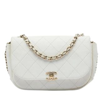 Chanel Pre-owned Quilted Goatskin Crossbody Bag - Dames - Pre-owned - Wit - Maat: ONE Size Leer