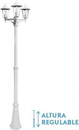 Fabrilamp Farola Exterior Aluminio Auriga 3xe27 Blanco Ip44 220x62x62 Cm Regulable En Altura