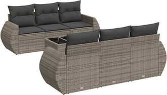 vidaXL Set De Sof&aacute;s De Jard&iacute;n 7 Piezas Con Cojines Rat&aacute;n Pe Gris Vidaxl