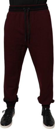Dolce & Gabbana Maroon Cotton Men Jogger Sweatpants Pants