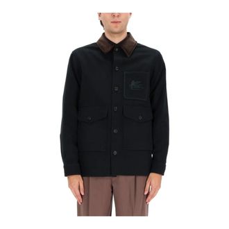 Etro Jassen, Heren, Groen, M, Leer, Gewatteerd Puffer Gilet